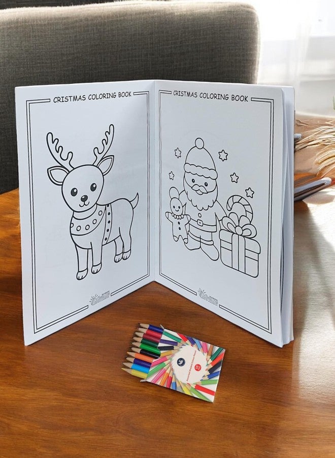 Le Delite Santa Claus Stationery Gift Set for Kids | Christmas Theme 3-Piece Coloring Book Set with 3 Pencil Colors | Cute & Stylish School Stationery & Art Drawing Book | XMAS Gift for Kids - Image 4